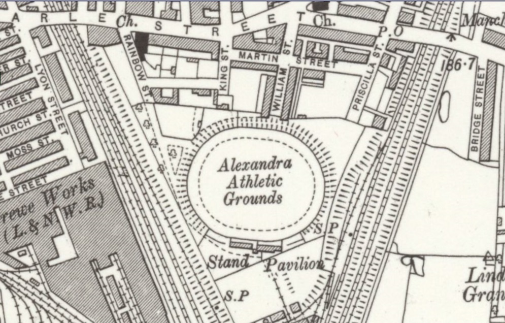 Crewe - Alexandra Athletic Ground & LMR : Map credit National Library of Scotland